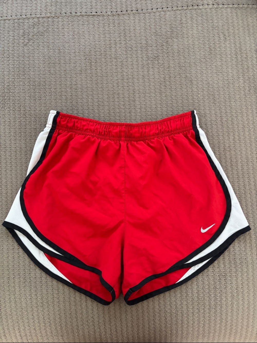 Nike Women's Red Athletic Shorts with White Panels